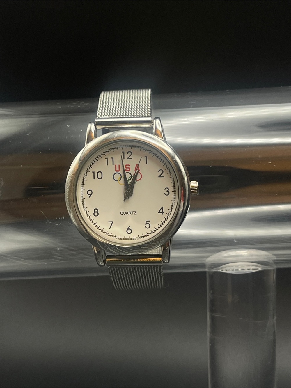 USA Olympic Silver-Tone Mesh Band Quartz Watch Needs Battery